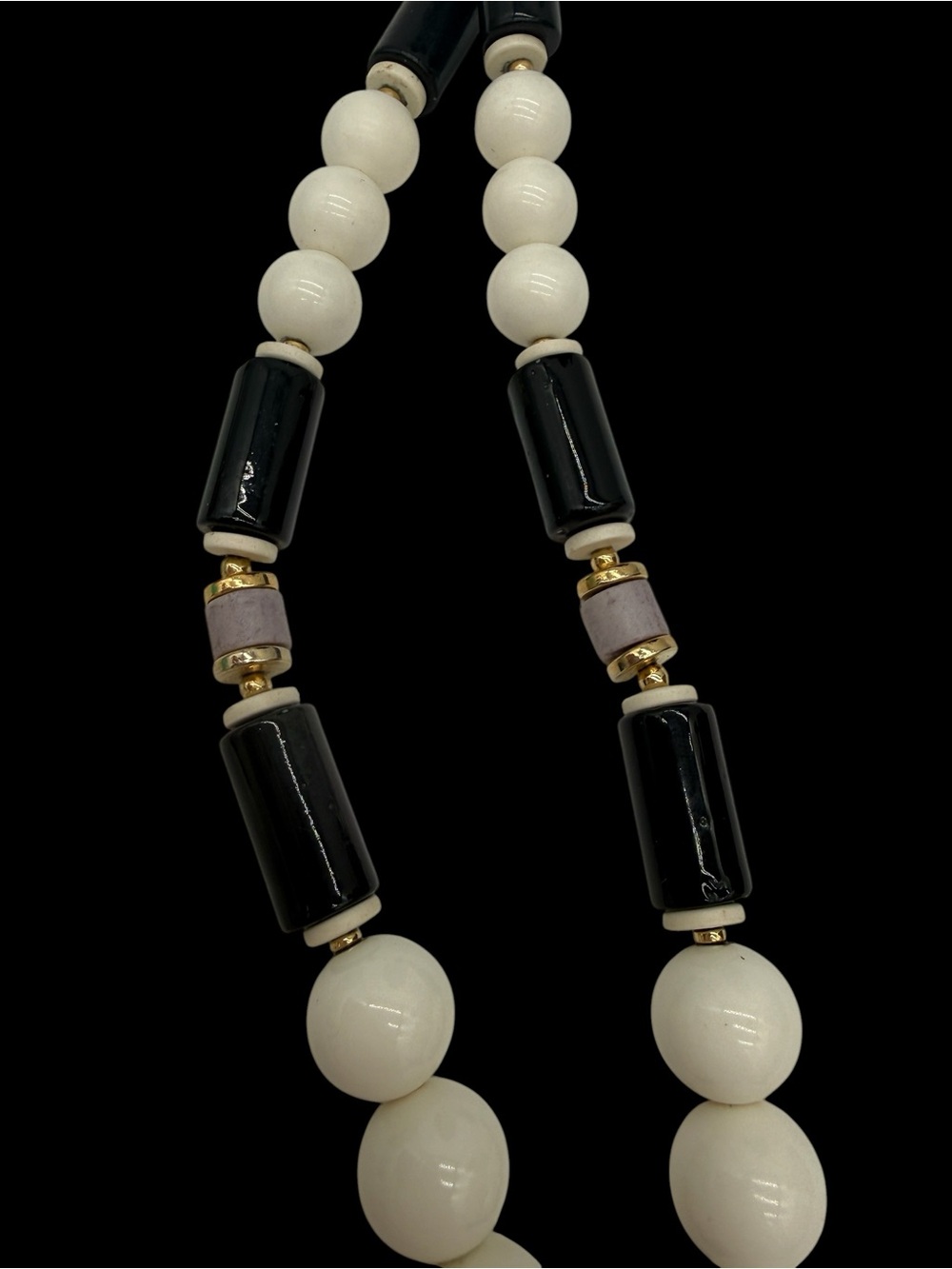 Vintage Japan Art Deco Revival 80s Chunky Statement Necklace Ceramic & Lucite - Picture 8 of 10